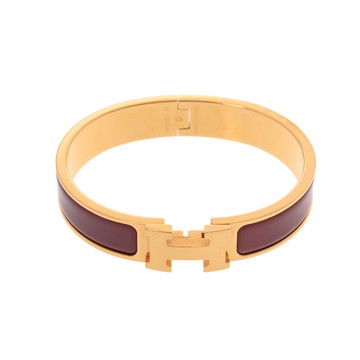 エルメス クリックH パープル/ゴールド金具 エナメル ユニセックス ジュエリー 【中古】【jewelry】