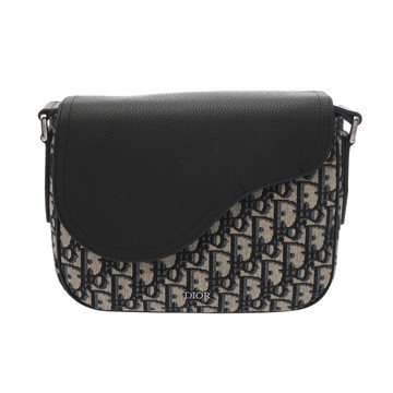 ディオール Saddle メッセンジャーバッグ エクリュー/ブルー/ブラック 1ADME133YKS_H27E オブリーク・ジャガードキャンバス/グレインドカーフ メンズ バッグ 【中古】【bag】