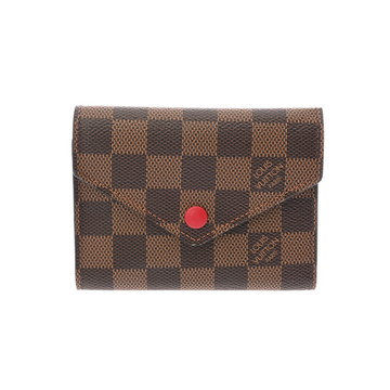 ルイ ヴィトン ポルトフォイユ・ヴィクトリーヌ エベヌ/ルージュ N41659 ダミエキャンバス レディース 財布 【中古】【purse】