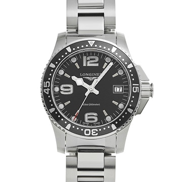 ロンジン ハイドロコンクエスト L3.340.4.56.6 ブラック メンズ 時計 【中古】【wristwatch】