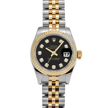 ロレックス デイトジャスト 179173G ブラック/ダイヤモンド レディース 時計 【中古】【wristwatch】
