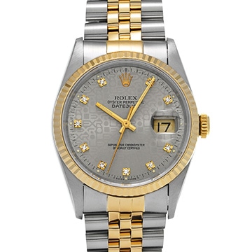 ロレックス デイトジャスト 16233G グレーコンピュータ/ダイヤモンド メンズ 時計 【中古】【wristwatch】