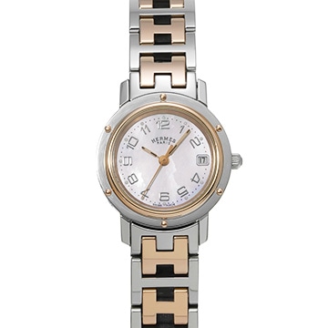 エルメス クリッパー ナクレ CL4.221 ピンクシェル レディース 時計 【中古】【wristwatch】