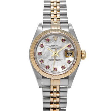 ロレックス デイトジャスト 79173NGR ホワイトシェル/ルビー レディース 時計 【中古】【wristwatch】