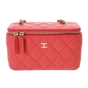 シャネル マトラッセ スモール ヴァニティケース レッド AP1341 グレインドカーフスキン レディース バッグ 【中古】【bag】
