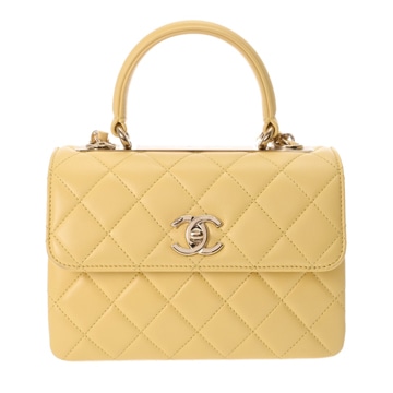 シャネル トレンディCC トップハンドル ミニフラップバッグ イエロー AS4654 ラムスキン レディース バッグ 【中古】【bag】