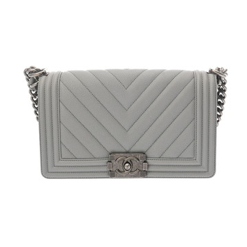 シャネル ボーイシャネル チェーンショルダー 25cm  グレー A67086 キャビアスキン レディース バッグ 【中古】【bag】