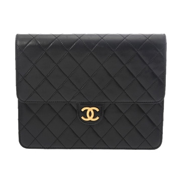 シャネル マトラッセ プッシュロックチェーンショルダー ブラック ラムスキン レディース バッグ 【中古】【bag】