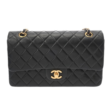 シャネル マトラッセ WフラップWチェーンショルダー 25 ブラック A01112 ラムスキン レディース バッグ 【中古】【bag】