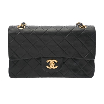 シャネル マトラッセ Wフラップ Wチェーンショルダー 23 ブラック A01113 ラムスキン レディース バッグ 【中古】【bag】