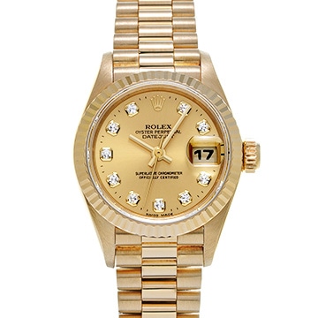 ロレックス デイトジャスト 69178G シャンパン/ダイヤモンド レディース 時計 【中古】【wristwatch】