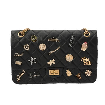 シャネル マトラッセ チェーンショルダー 2.55 NY56th ストリート店限定品 ブラック エイジドカーフスキン レディース バッグ 【中古】【bag】