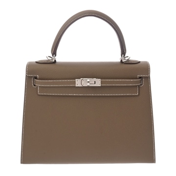 エルメス ケリー 25 外縫い エトゥープ ヴォーエプソン レディース バッグ 【中古】【bag】
