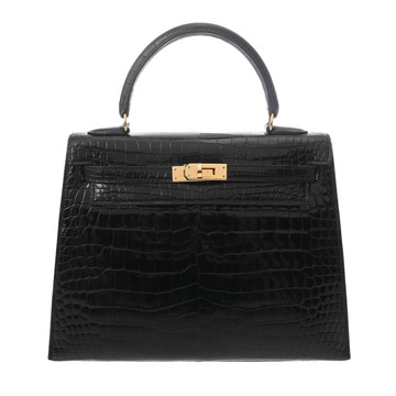 エルメス ケリー 25 外縫い ブラック ポロサスリセ レディース バッグ 【中古】【bag】