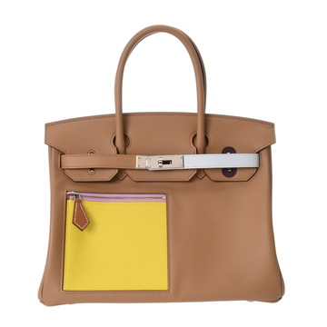 エルメス バーキン 30 カラーマティック チャイ/ライム/ブルーブリュム/カシス/ナタ ヴォースイフト レディース バッグ 【中古】【bag】