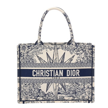 ディオール ブックトート バッグ ミディアム Reve ｄ infini ホワイト/ブルー M1296ZRVX_M933 エンブロイダリーキャンバス レディース バッグ 【中古】【bag】