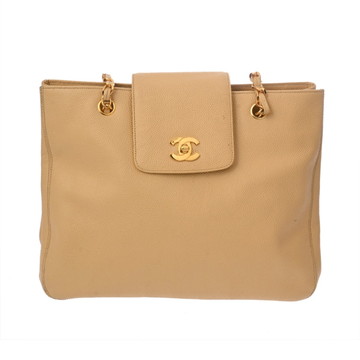 シャネル チェーントート ベージュ キャビアスキン レディース バッグ 【中古】【bag】