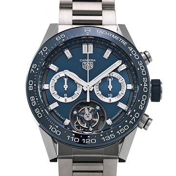 タグ ホイヤー カレラ キャリバー ホイヤー02T クロノグラフ トゥールビヨン CAR5A8C.BF0707 ブルー メンズ 時計 【中古】【wristwatch】