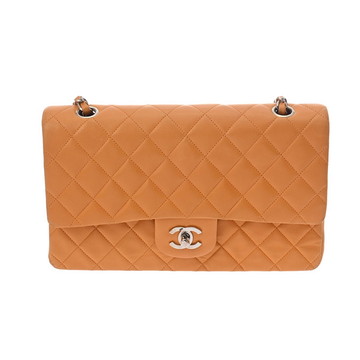 シャネル マトラッセ WフラップWチェーンショルダー 25 オレンジ A01112 ラムスキン レディース バッグ 【中古】【bag】