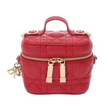ディオール カナージュ LADY DIOR マイクロバニティ レッド S0918ONMJ ラムスキン レディース バッグ 【中古】【bag】