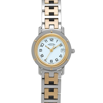 エルメス クリッパー CL4.220 ホワイト レディース 時計 【中古】【wristwatch】