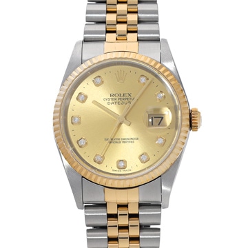 ロレックス デイトジャスト 16233G シャンパン/ダイヤモンド メンズ 時計 【中古】【wristwatch】