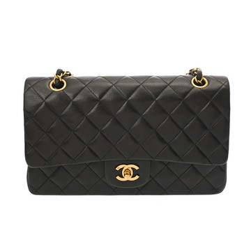 シャネル マトラッセ WフラップWチェーンショルダー 25 ブラック A01112 ラムスキン レディース バッグ 【中古】【bag】