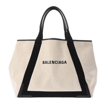 バレンシアガ ネイビーカバス M ホワイト/ブラック 339936 キャンバス/レザー レディース バッグ 【中古】【bag】
