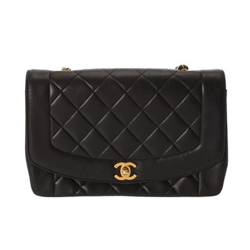 シャネル ダイアナ チェーンショルダー 25cm ブラック A01165 ラムスキン レディース バッグ 【中古】【bag】