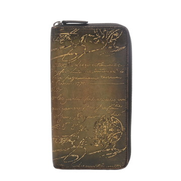 ベルルッティ イタウバ  カリグラフィ グリーン スクリットレザー メンズ 財布 【中古】【purse】