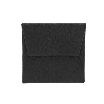 エルメス バスティア ブラック/シルバー金具 ヴォーエプソン ユニセックス 財布 【中古】【purse】