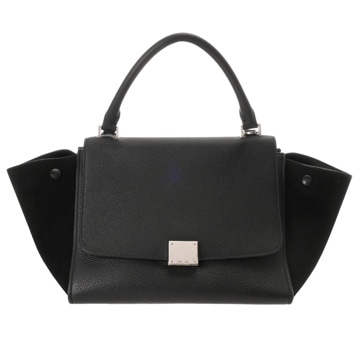 セリーヌ トラペーズ ミディアム 2WAY ブラック スウェード/グレインレザー レディース バッグ 【中古】【bag】