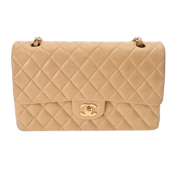 シャネル マトラッセ WフラップWチェーンショルダー 25 ベージュ A01112 ラムスキン レディース バッグ 【中古】【bag】
