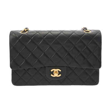 シャネル マトラッセ WフラップWチェーンショルダー 25 ブラック A01112 ラムスキン レディース バッグ 【中古】【bag】