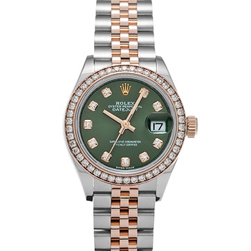 ロレックス レディ デイトジャスト 279381RBR オリーブグリーン/ダイヤモンド レディース 時計 【中古】【wristwatch】