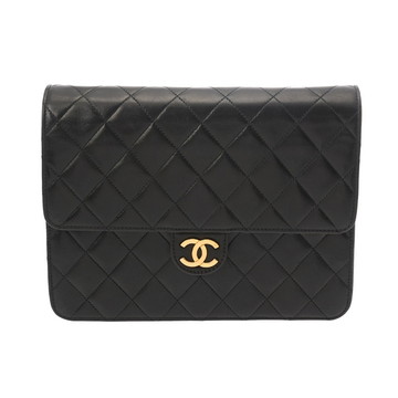 シャネル マトラッセ プッシュロックチェーンショルダー ブラック ラムスキン レディース バッグ 【中古】【bag】