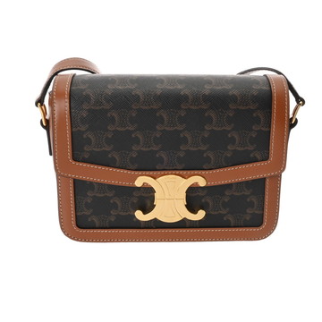 セリーヌ ティーン トリオンフバッグ タン 188882BZ4.04LU トリオンフキャンバス/カーフスキン レディース バッグ 【中古】【bag】