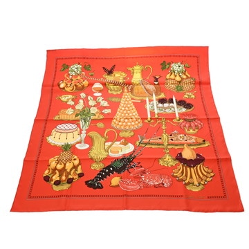 エルメス カレ 90  レッド シルク100％ レディース 【中古】【other】