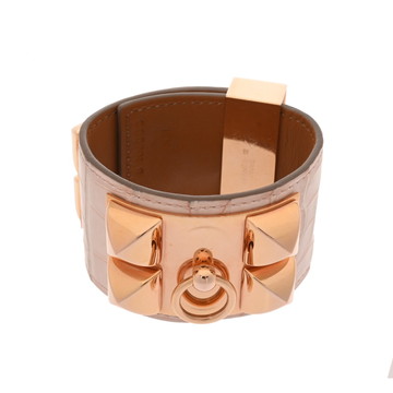 エルメス コリエドシアン ブレスレット #T1 ピンク/ローズゴールド金具 アリゲーターマット レディース ジュエリー 【中古】【jewelry】