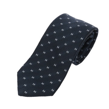 エルメス シルクタイ 7cm Hメドール ブルー シルク100% メンズ 【中古】【other】