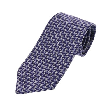 エルメス シルクタイ 8cm ドゥブルH ヴァイオレット/モーヴ/ブラン シルク100% メンズ 【中古】【other】