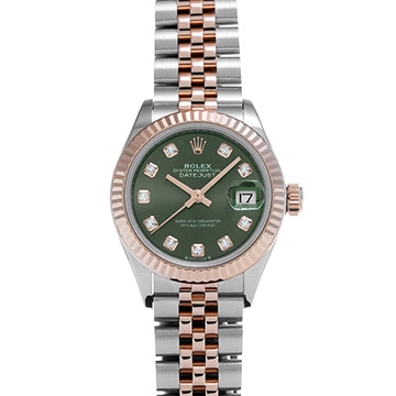 ロレックス レディ デイトジャスト 28 279171G オリーブグリーン/ダイヤモンド レディース 時計 【中古】【wristwatch】
