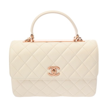 シャネル トレンディCC ラージトップハンドル フラップバッグ 2WAY ホワイト A69923 ラムスキン レディース バッグ 【中古】【bag】