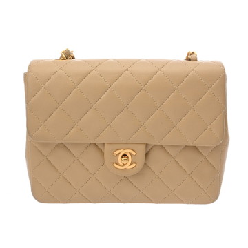 シャネル マトラッセ チェーンショルダー ベージュ ラムスキン レディース バッグ 【中古】【bag】