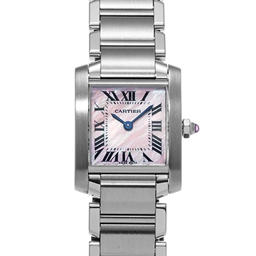 カルティエ タンク フランセーズ SM W51028Q3 ピンクシェル レディース 時計 【中古】【wristwatch】