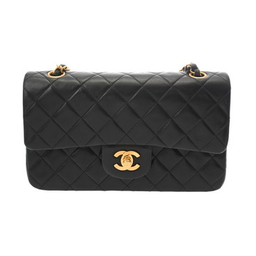 シャネル マトラッセ Wフラップ Wチェーンショルダー 23 ブラック A01113 ラムスキン レディース バッグ 【中古】【bag】