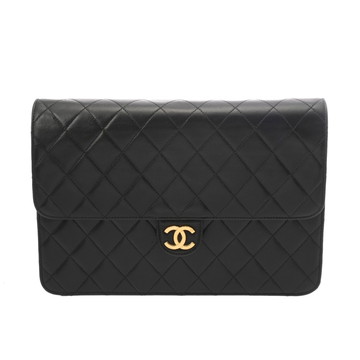 シャネル マトラッセ プッシュロックチェーンショルダー ブラック ラムスキン レディース バッグ 【中古】【bag】