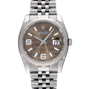 ロレックス デイトジャスト 116234 ブラウンウェーブ/ダイヤモンド メンズ 時計 【中古】【wristwatch】