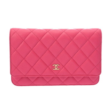 シャネル マトラッセ クラシック チェーンウォレット ピンク AP0250  グレインドカーフスキン レディース バッグ 【中古】【bag】