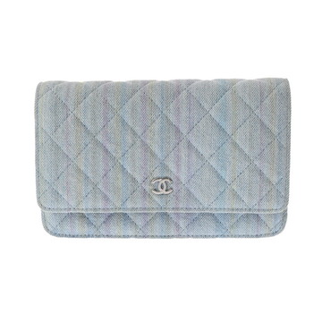シャネル マトラッセ チェーンウォレット ブルー A33814 デニム レディース バッグ 【中古】【bag】